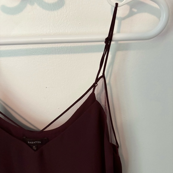 Babaton Aritzia XS Galen Camisole Adjustable Mesh Burgundy V-Neck Tank Top - Picture 5 of 9